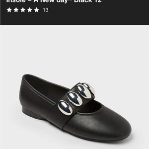 A New Day Genevieve Oversized Dome Stud Mary Jane Flats Black and Silver NWT